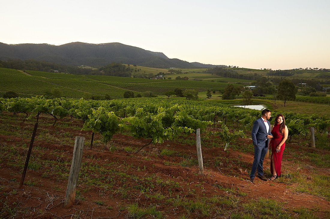 Hunter Valley wedding photo at sunset